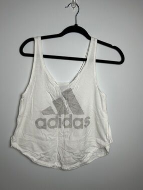 adidas White Tank Top with Gray Logo